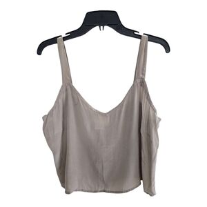 Tess 100% Silk Baby Doll Tank Top Sz 14 Women Beige Cropped Lightweight